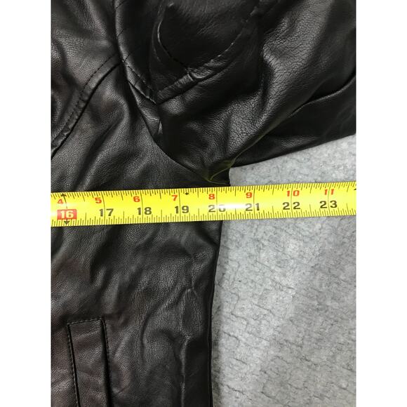 Signature Studio Jacket Womens Med Black Moto Madness Faux Leather Biker Zip NEW - Picture 4 of 16